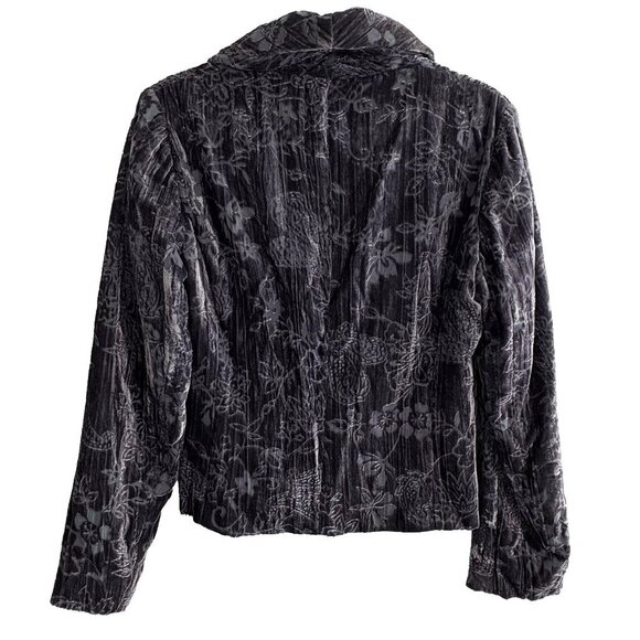 CARACTERE Women Velvet Jacket Blazer Size 6 Purple Lined Floral Collared 35-7 - Picture 2 of 14